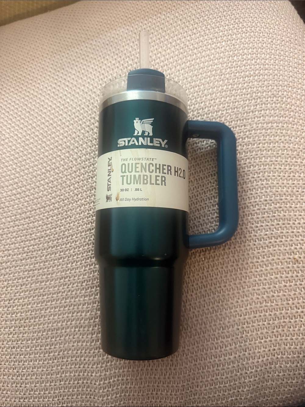 Stanley Quencher H2.0 Tumbler - Teal Body with Blue Handle